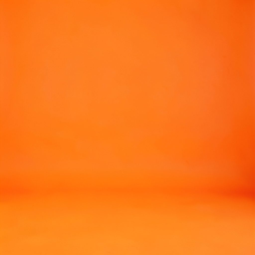 A bold orange discount tag graphic over a plain backdrop, simple and promotional mood